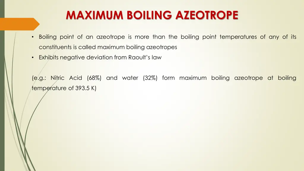 maximum boiling azeotrope