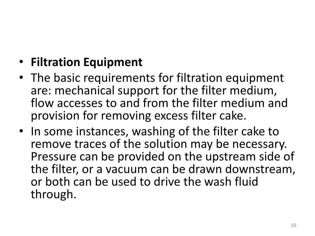 filtration equipment the basic requirements