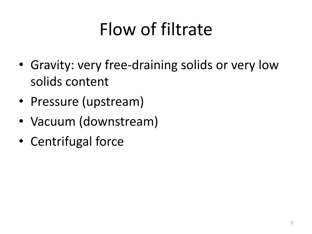 flow of filtrate