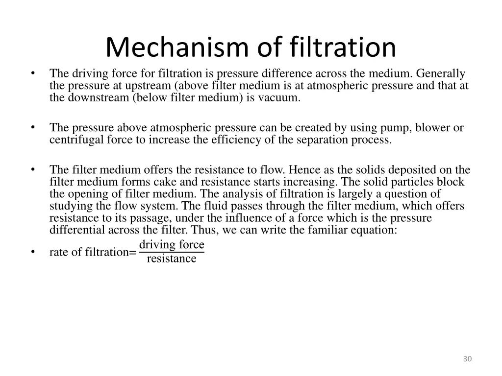 mechanism of filtration the driving force