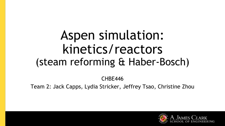 aspen simulation kinetics reactors steam