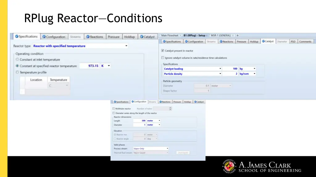 rplug reactor conditions 1