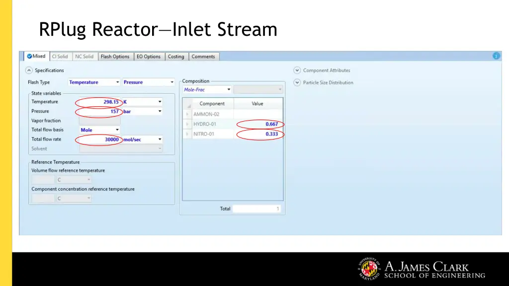 rplug reactor inlet stream