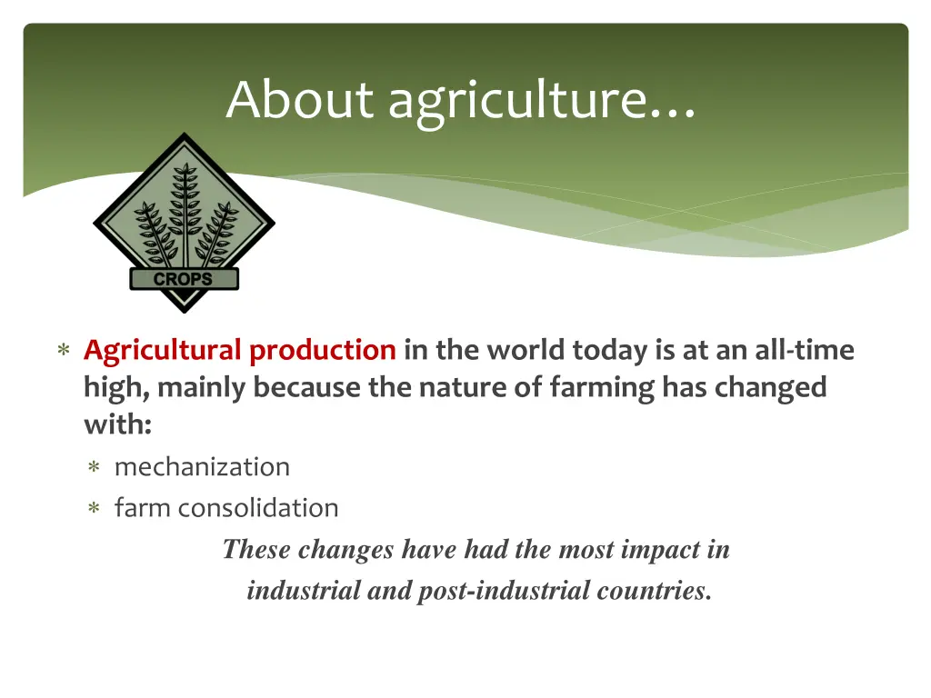 about agriculture