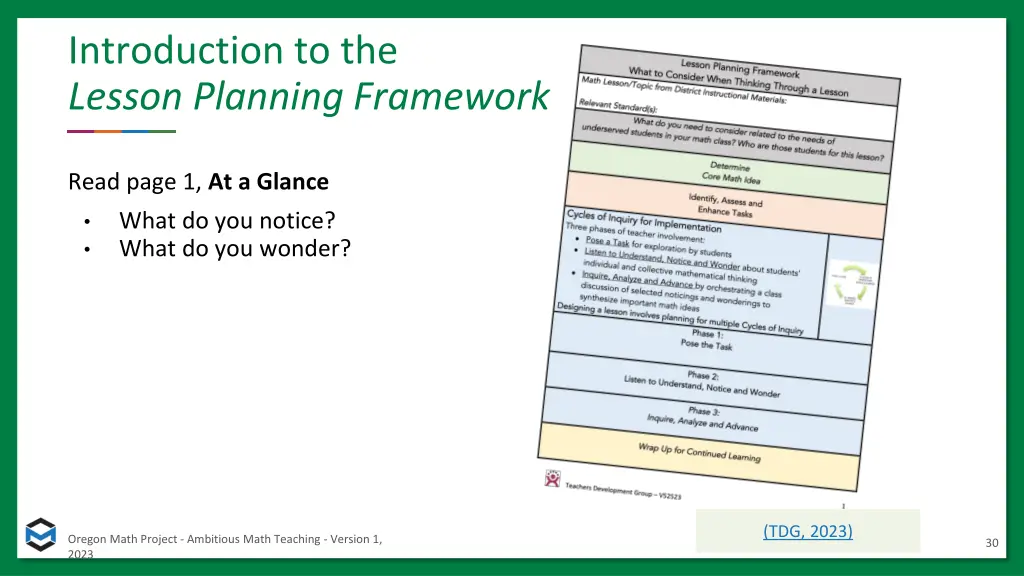 introduction to the lesson planning framework