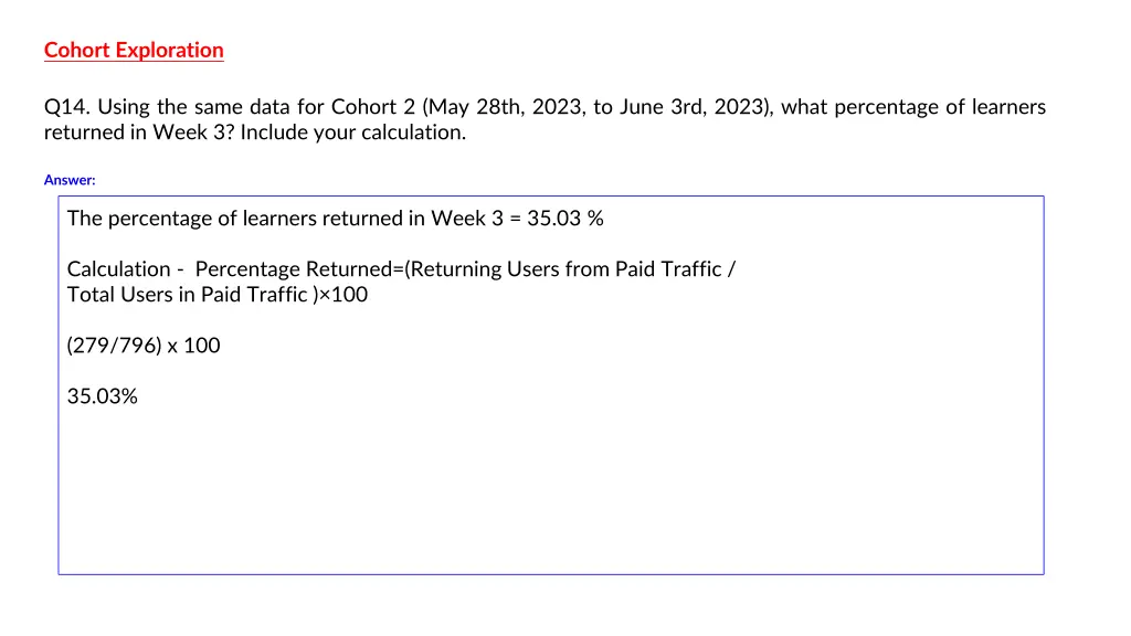 cohort exploration 1