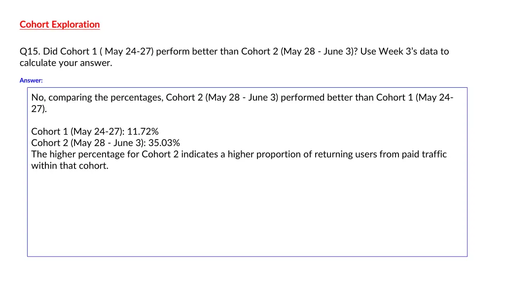 cohort exploration 2