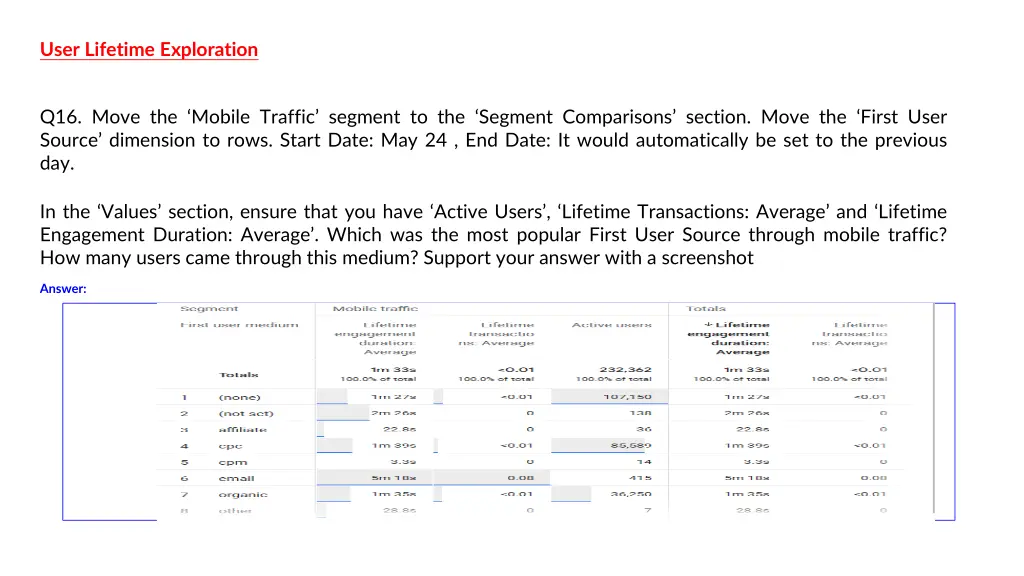 user lifetime exploration