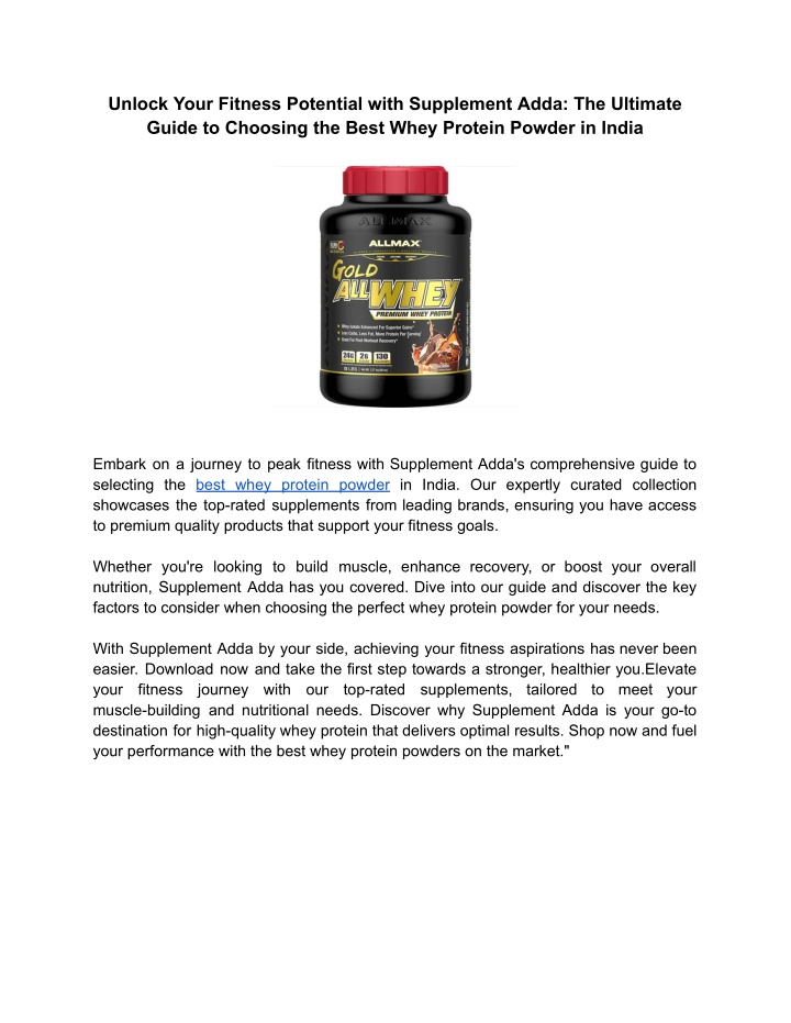 unlock your fitness potential with supplement