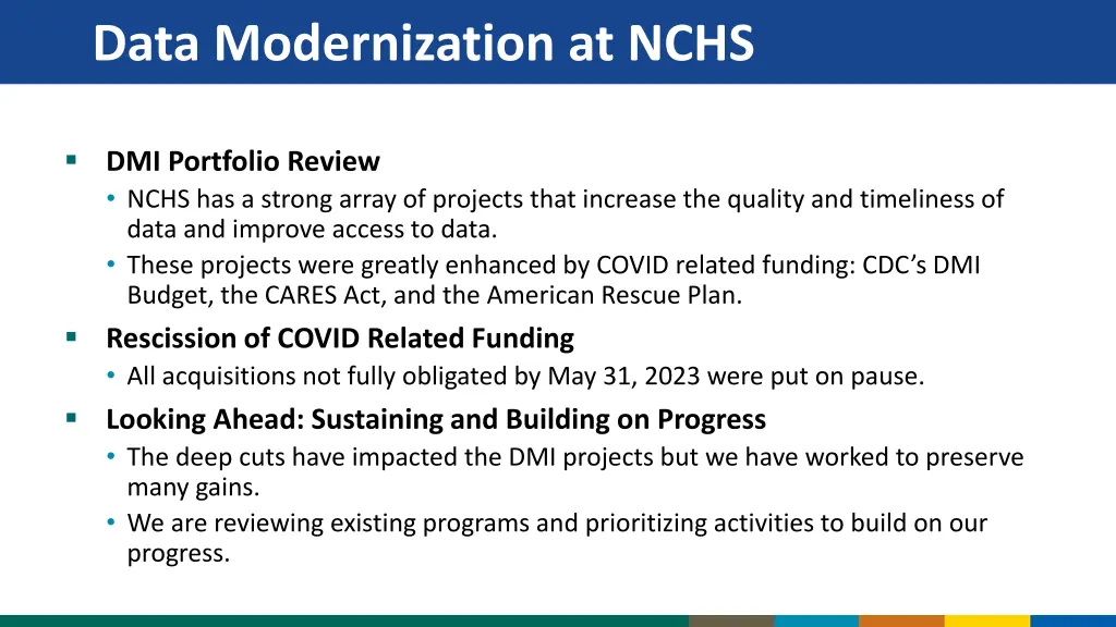 data modernization at nchs