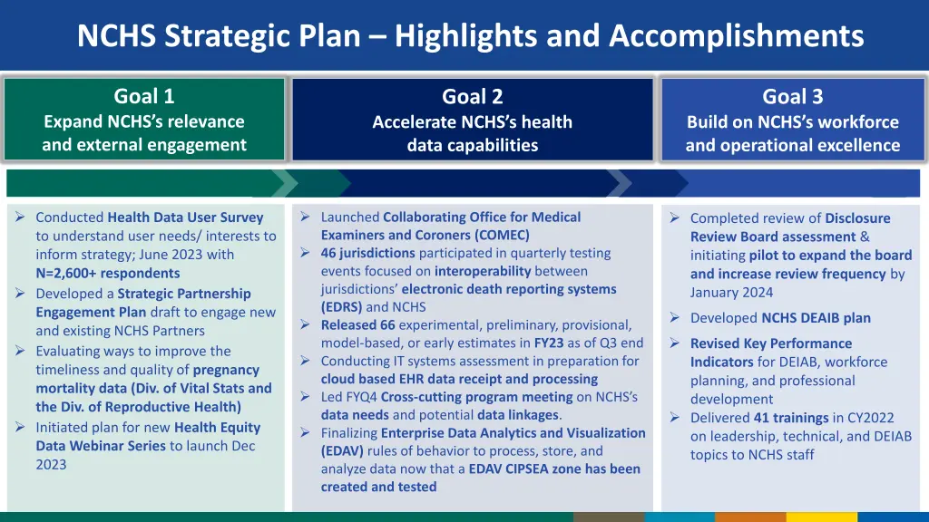 nchs strategic plan highlights and accomplishments