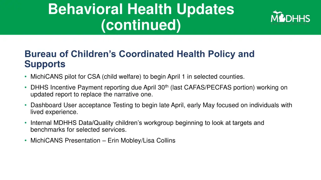 behavioral health updates continued 3