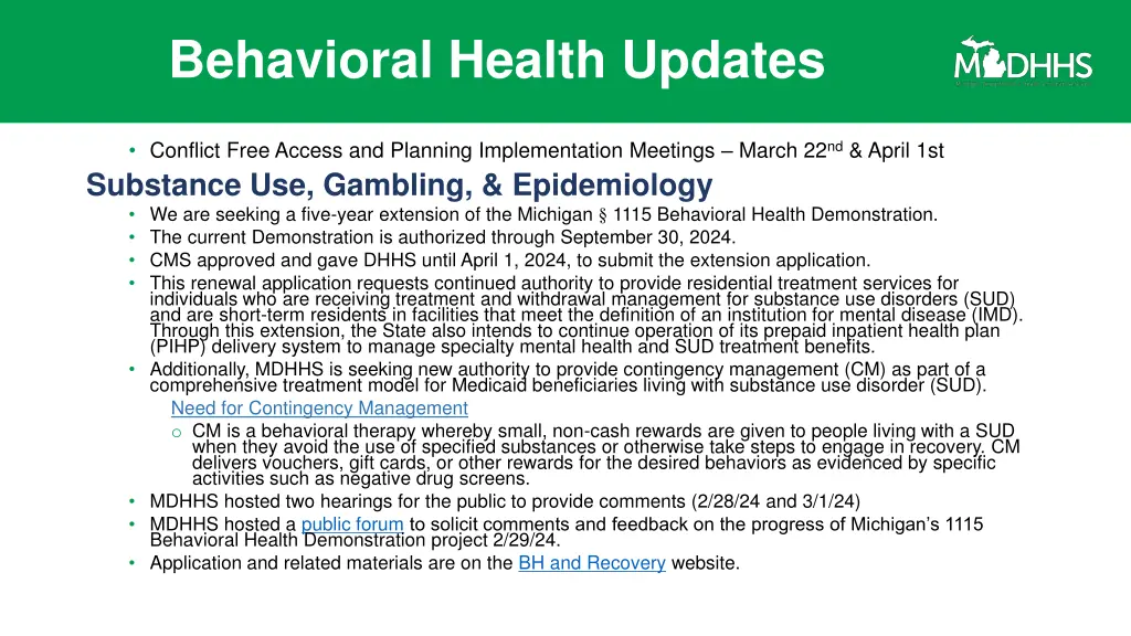 behavioral health updates