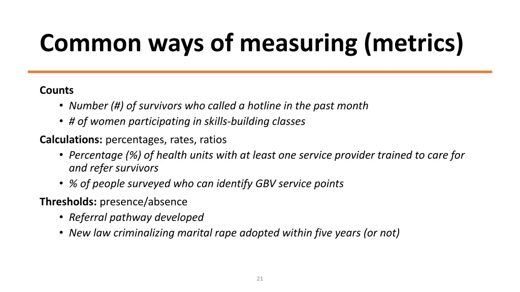 common ways of measuring metrics