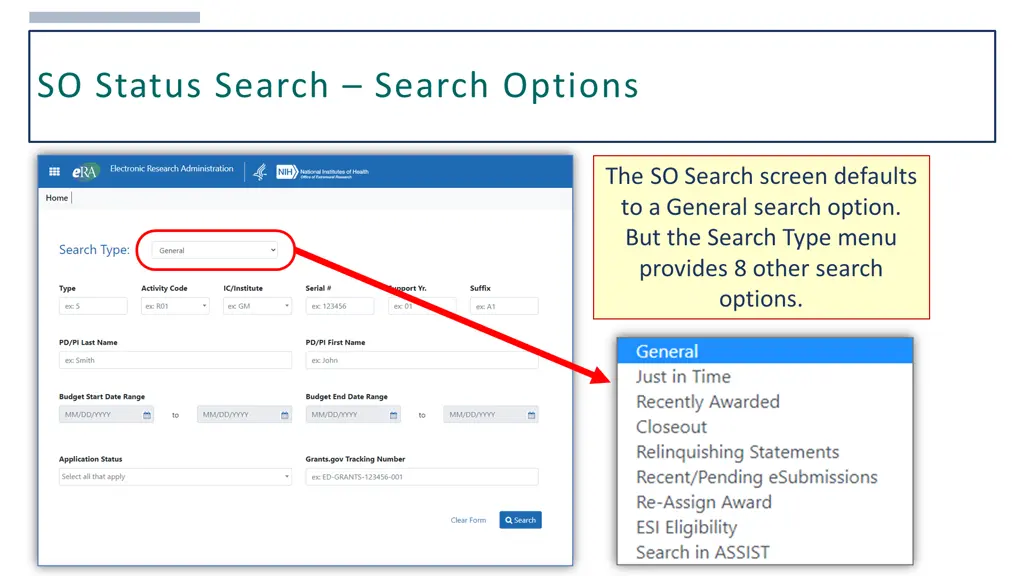 so status search dynamic parameters