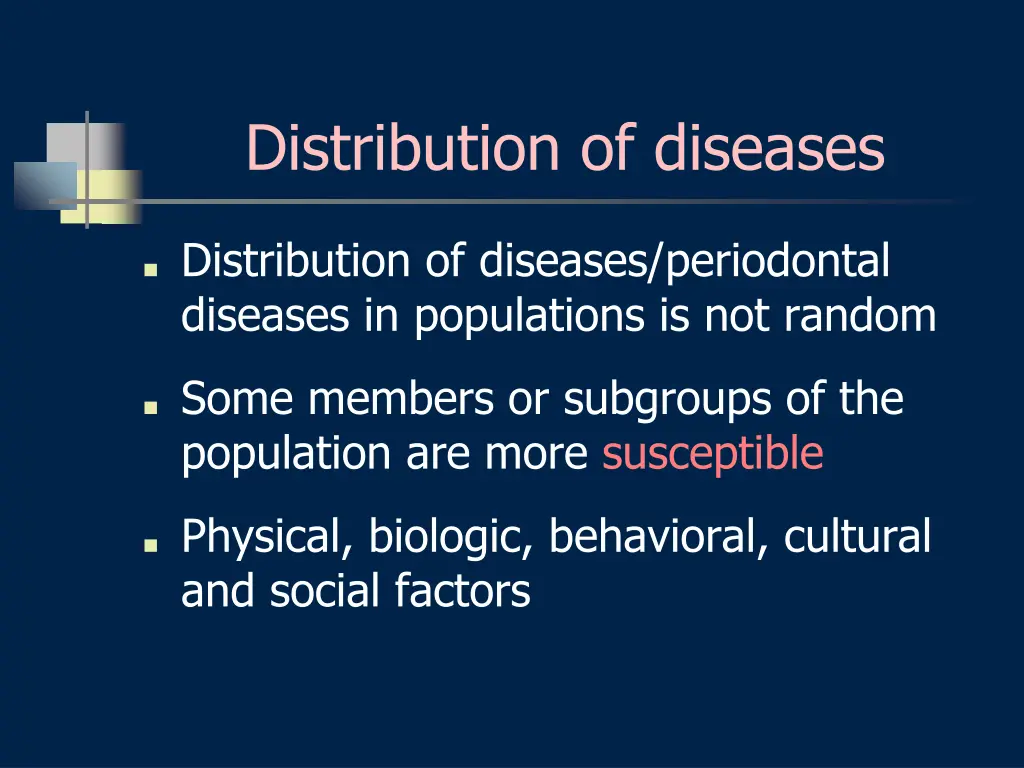 distribution of diseases