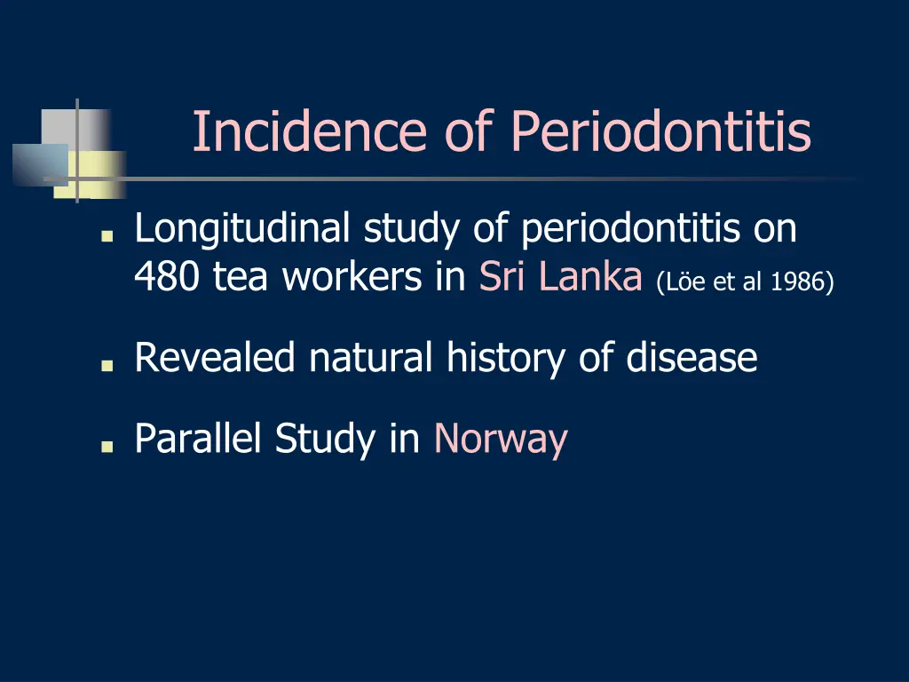 incidence of periodontitis