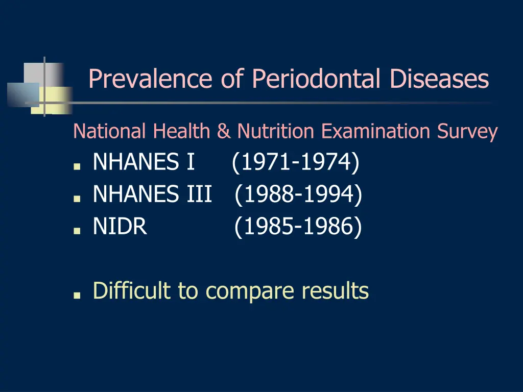 prevalence of periodontal diseases