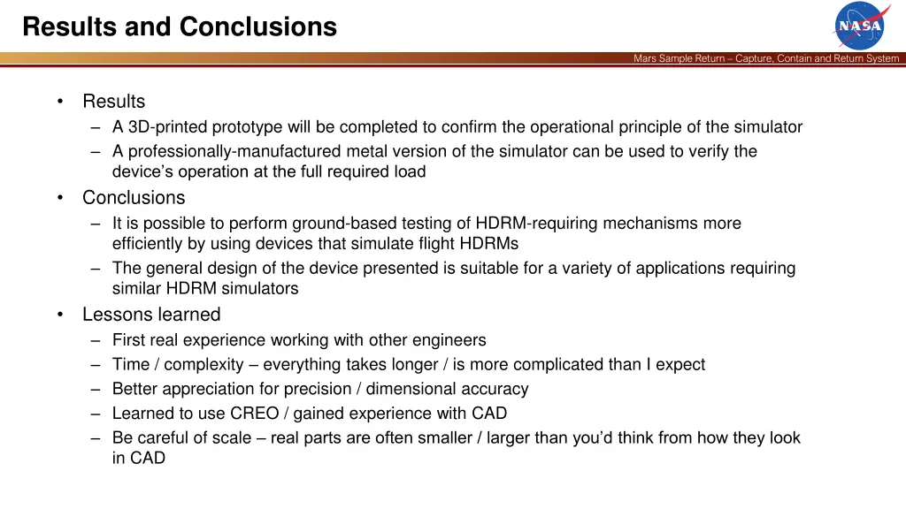 results and conclusions