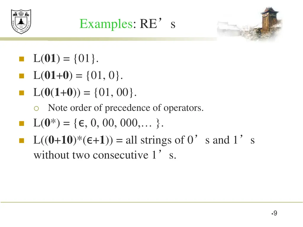 examples re s