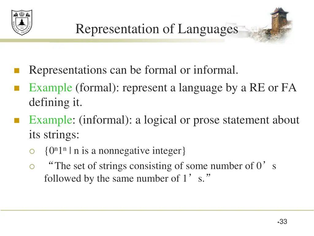 representation of languages