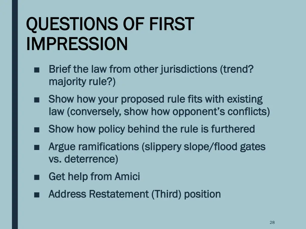 questions of first questions of first impression