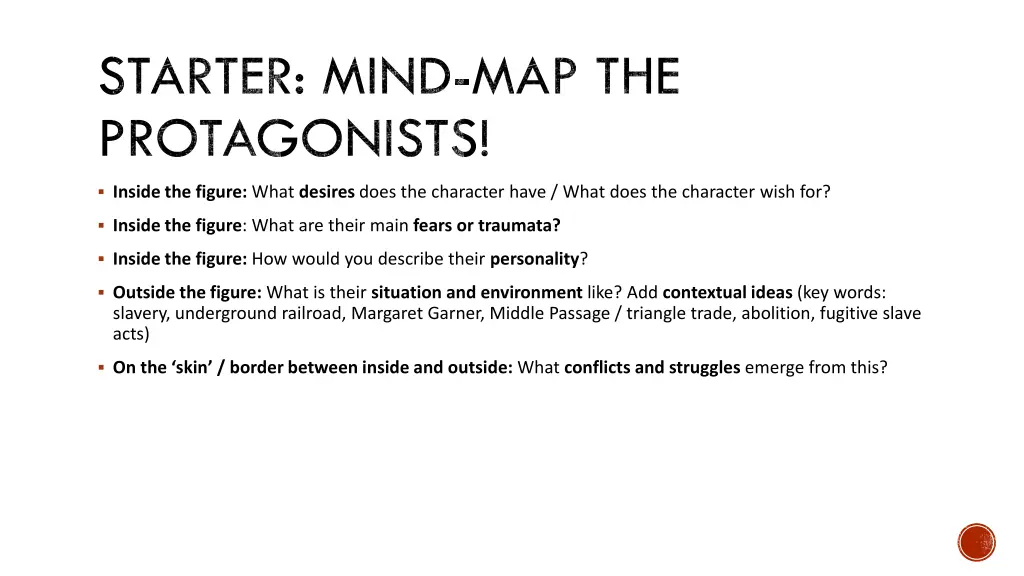 starter mind map the protagonists