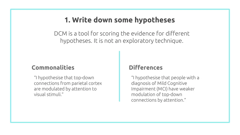 1 write down some hypotheses