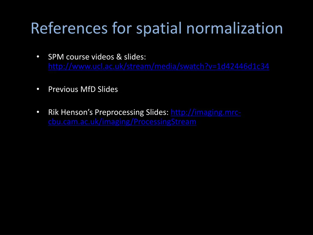 references for spatial normalization