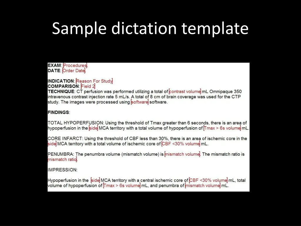 sample dictation template