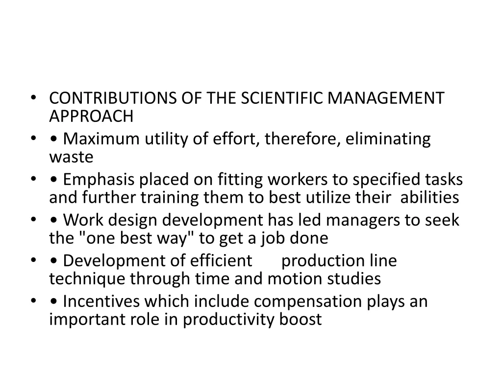 contributions of the scientific management