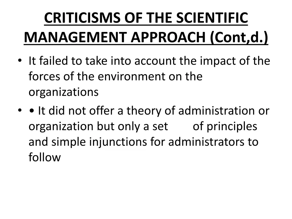 criticisms of the scientific management approach 1