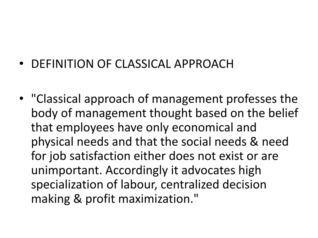 definition of classical approach