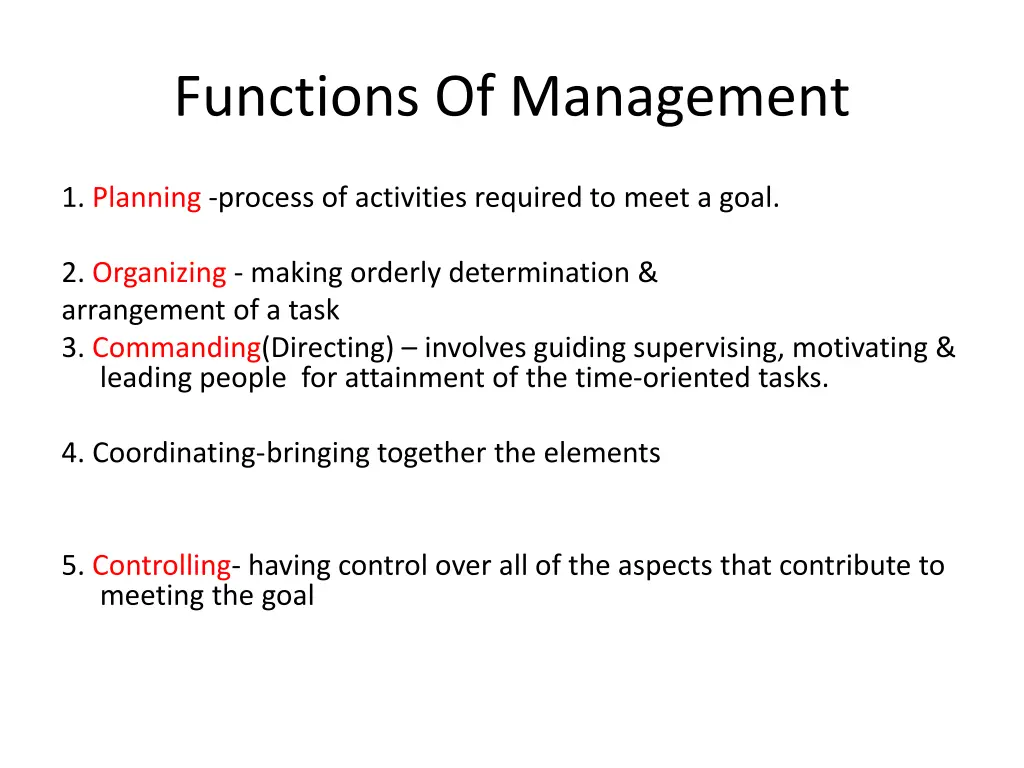 functions of management