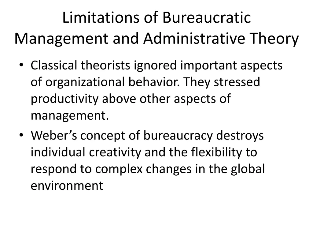 limitations of bureaucratic management