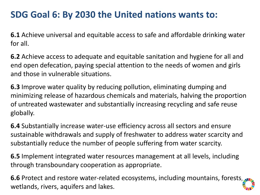 sdg goal 6 by 2030 the united nations wants to