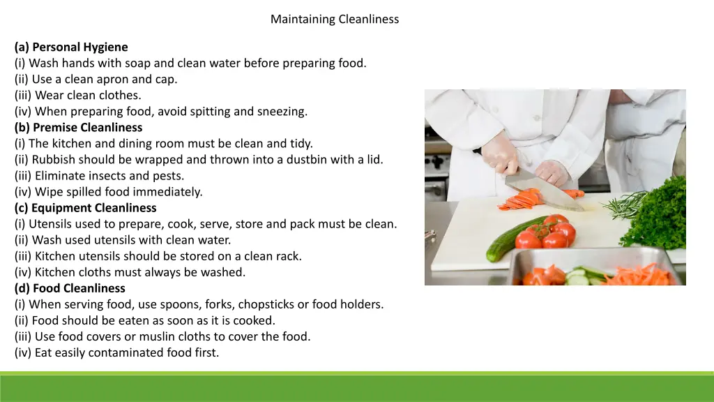 maintaining cleanliness
