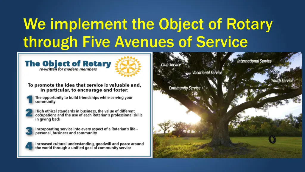 we implement the object of rotary through five