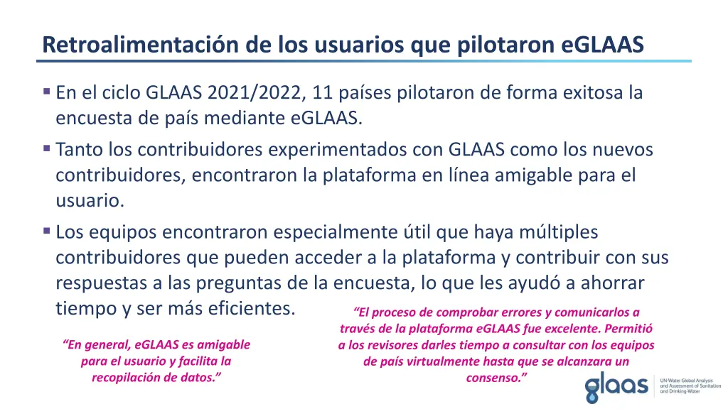 retroalimentaci n de los usuarios que pilotaron