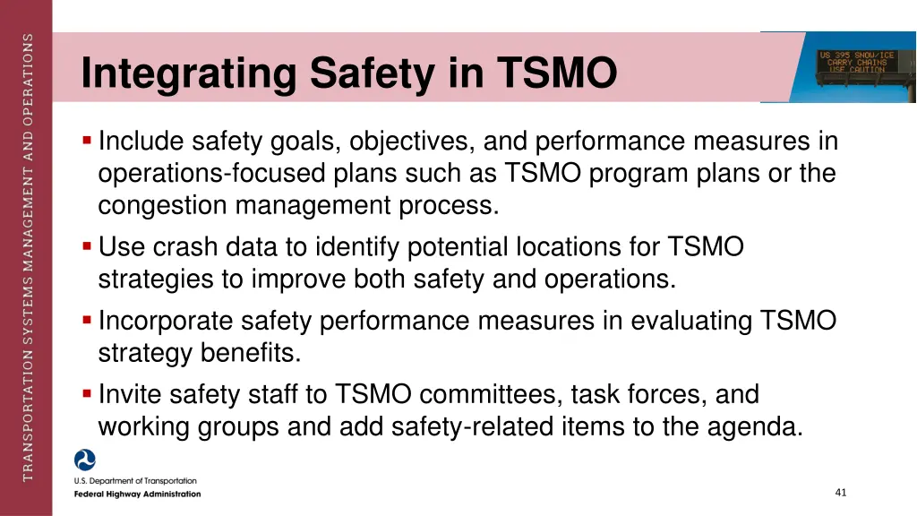 integrating safety in tsmo