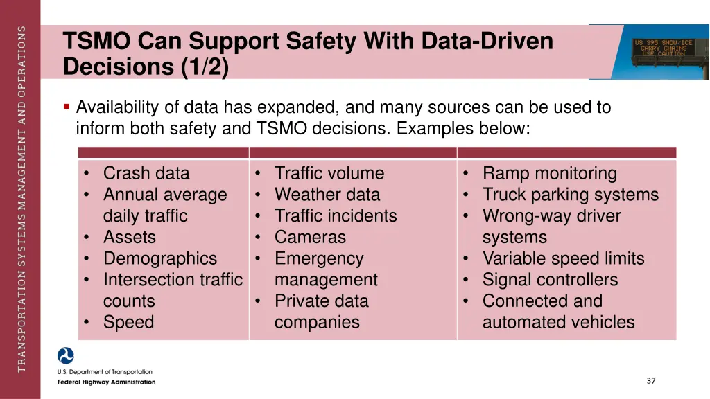 tsmo can support safety with data driven