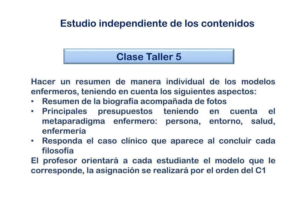 estudio independiente de los contenidos