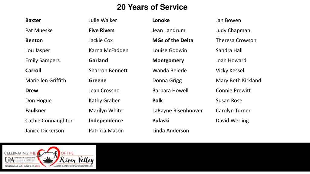 20 years of service