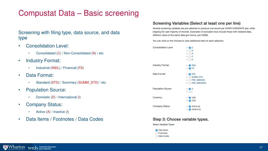 compustat data basic screening