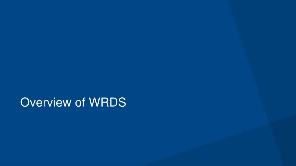 overview of wrds