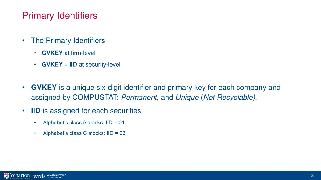 primary identifiers