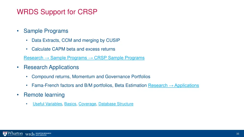 wrds support for crsp