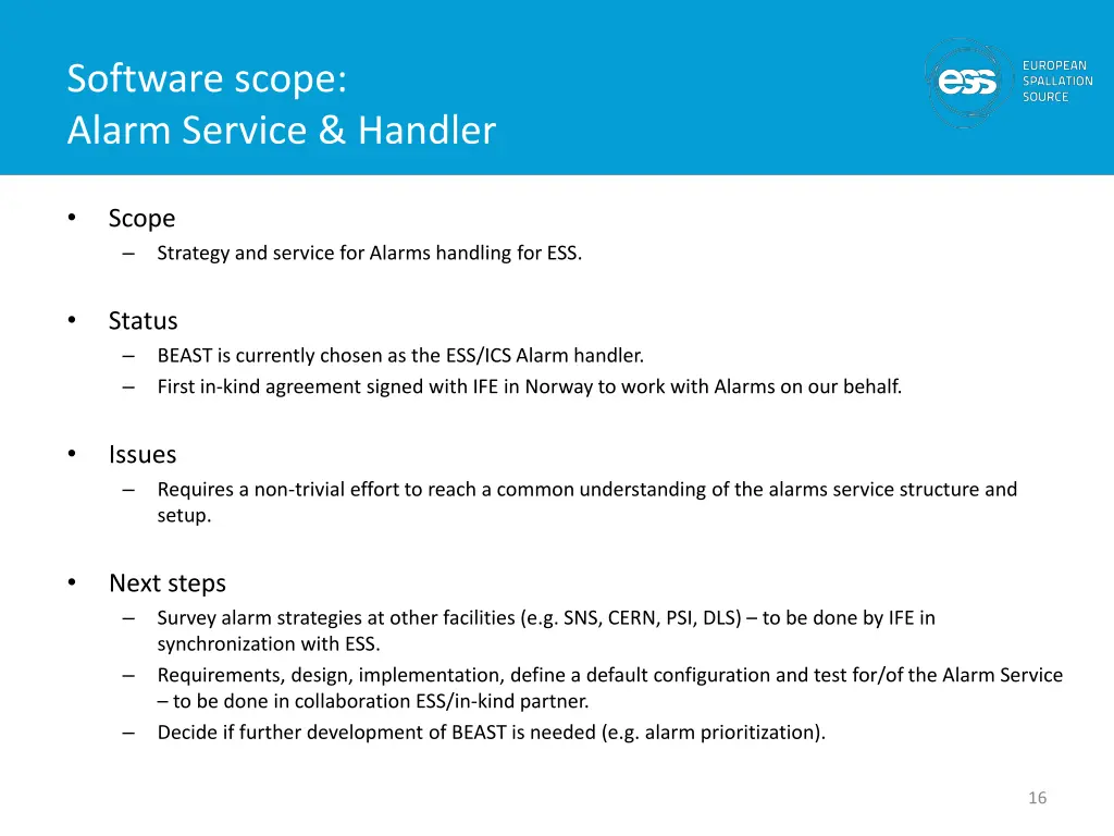 software scope alarm service handler