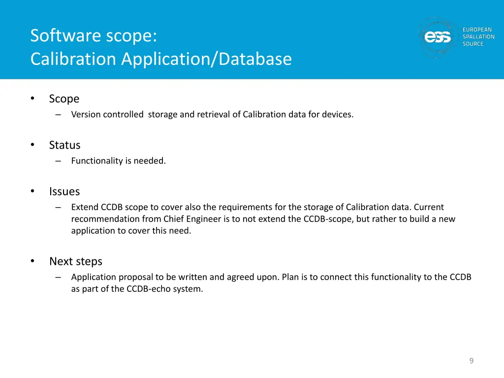 software scope calibration application database