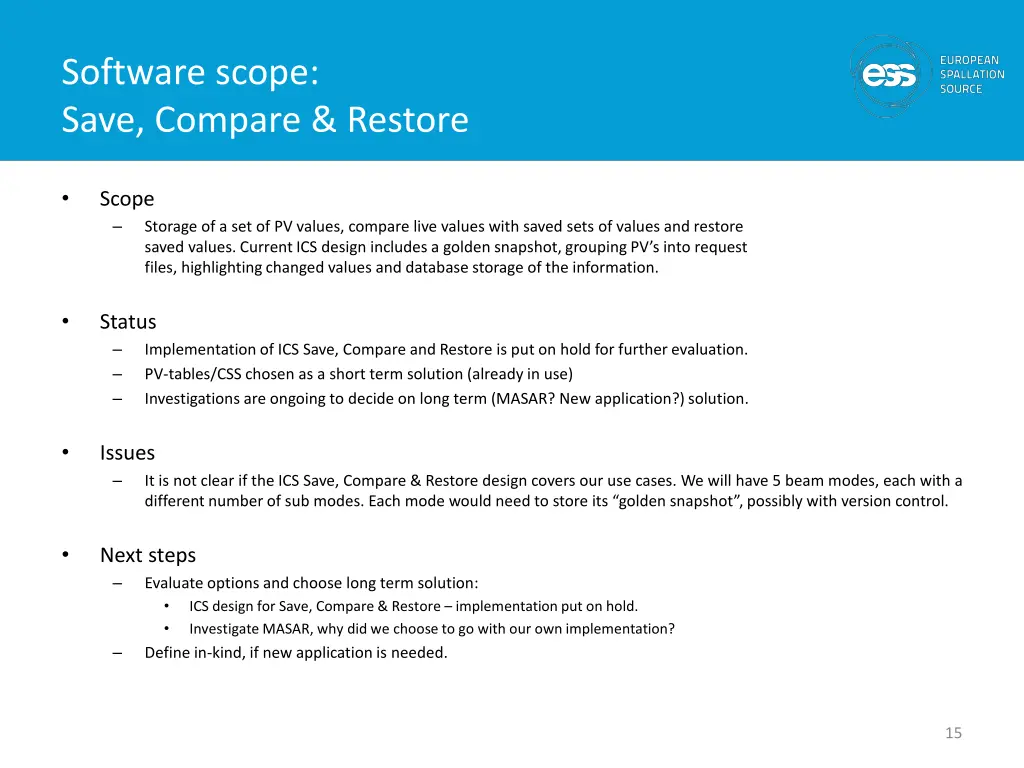 software scope save compare restore